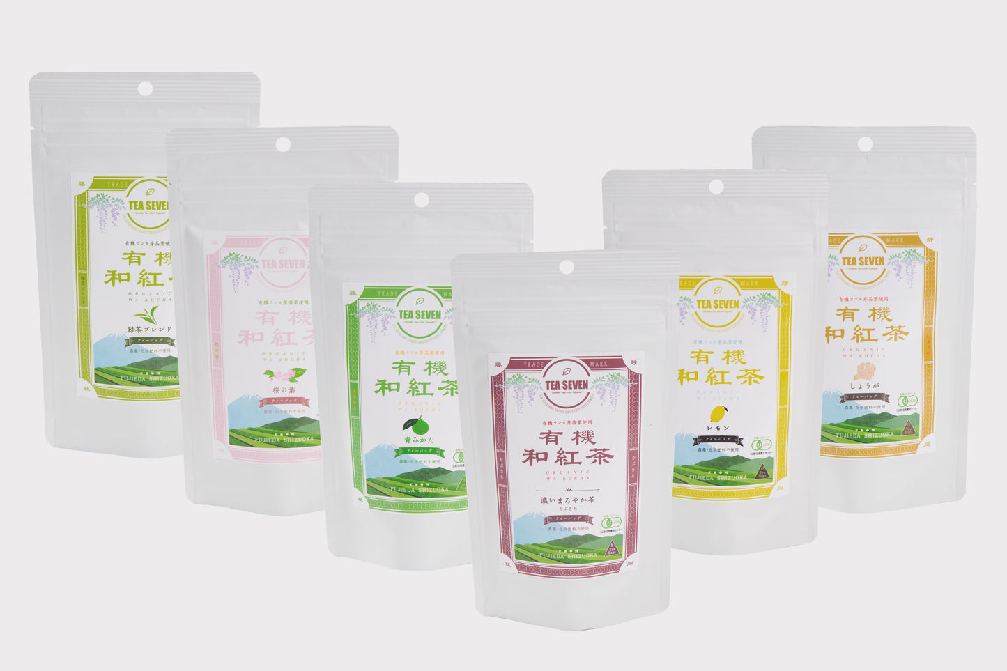 有機和紅茶ティーバッグ 各2g×8包（やぶきた / 青みかん / 桜 / 生姜 / レモン / 緑茶ゆず）